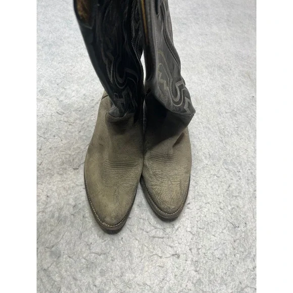 Tony Lama 6253 Mens Grey Black Leather Western Cowboy Boots Size 9.5 D USA Made